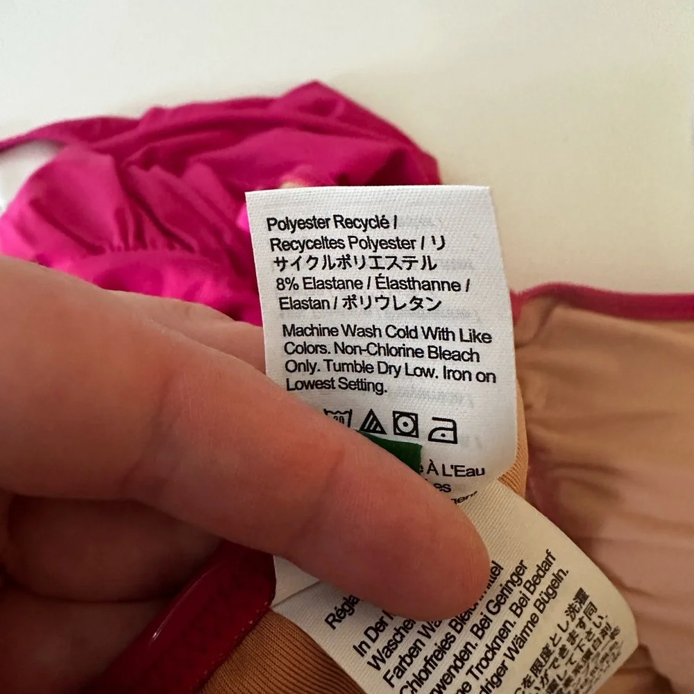 J.Crew Hot Pink Recycled Poly Ruched V-neck Flattering One-Piece Swimsuit NWT 22